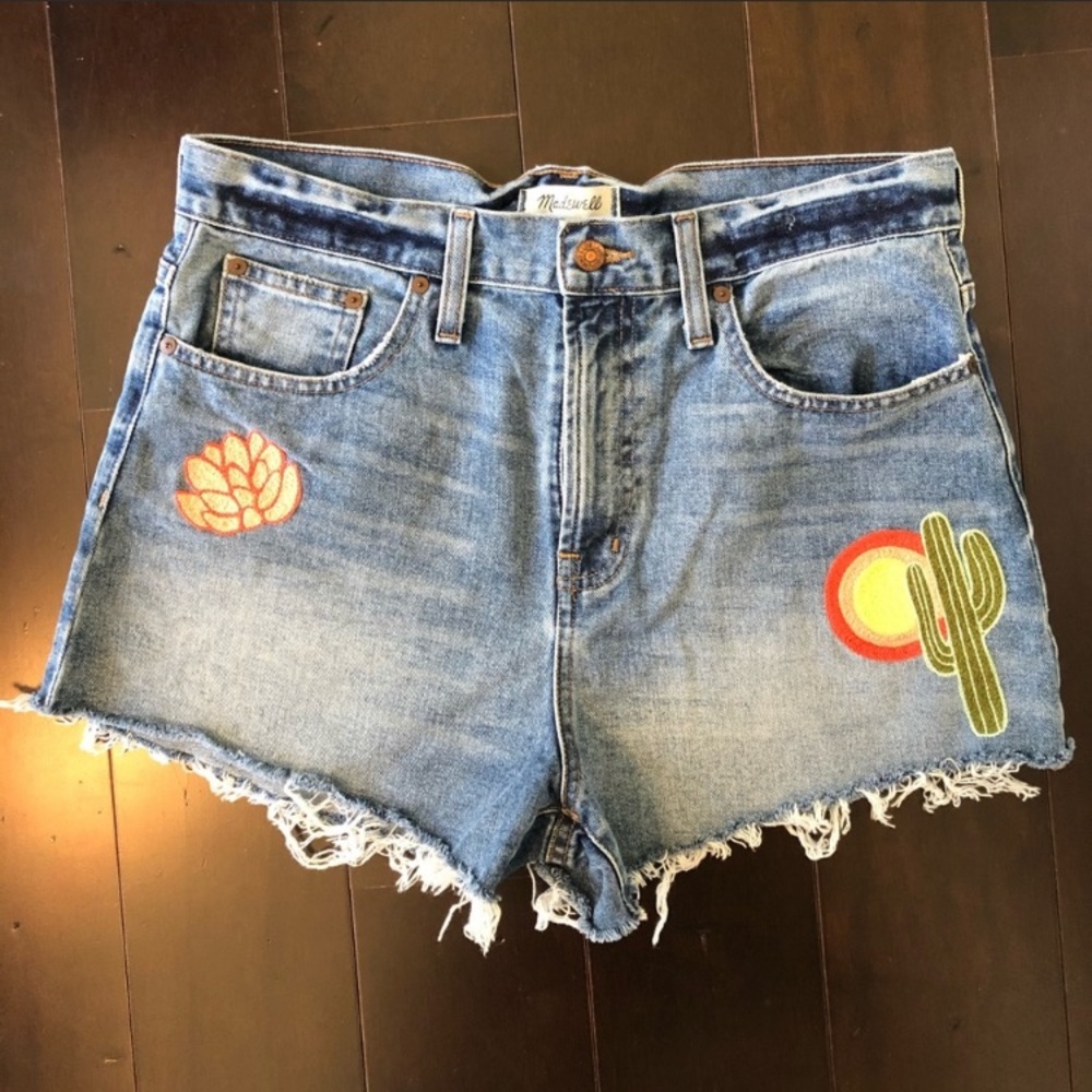 Madewell Jean shorts with Ft. Lonesome embroidery